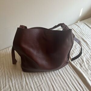 New All Saints Brown Leather Tote Purse Day Bag